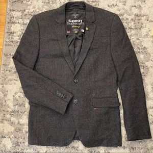 superdry supremacy fine herringbone blazer. 
grey colour